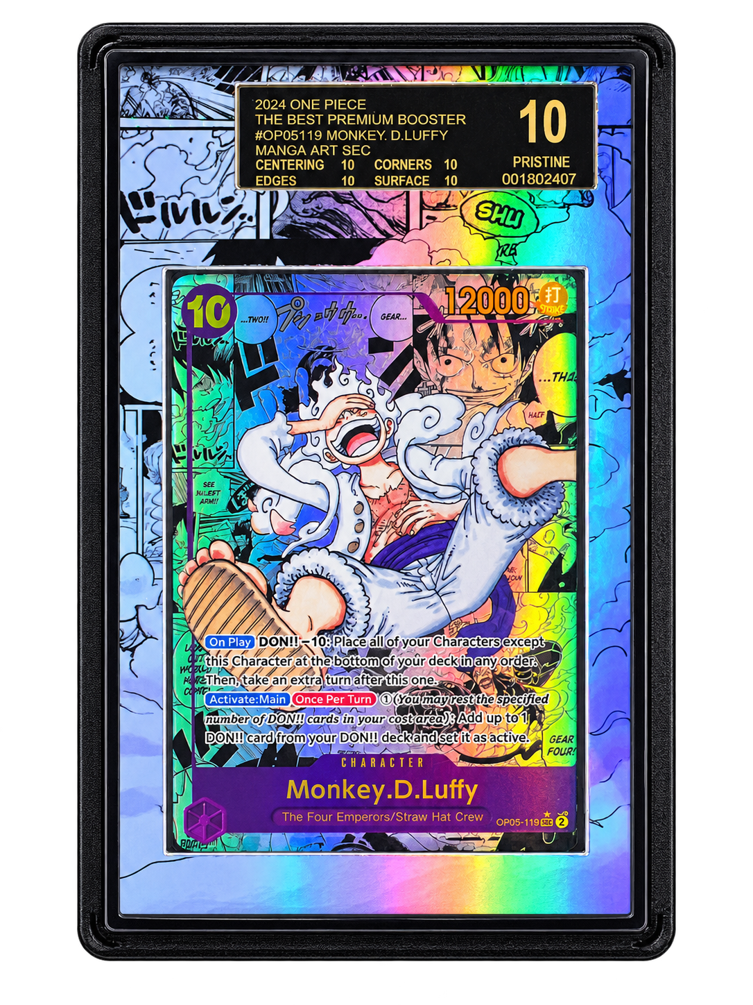 The Best Premium Booster OP05-119 Monkey D. Luffy Manga Art SEC — Grade 10 Pristine