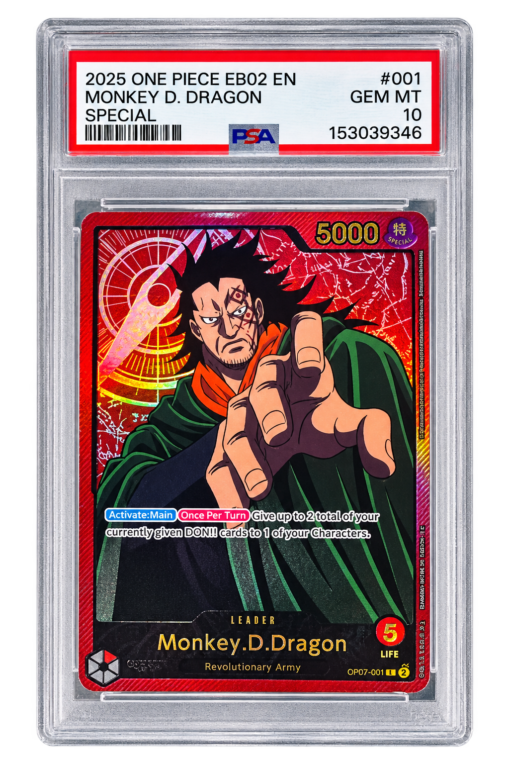 #001 Monkey D. Dragon Special (Leader) — PSA 10 Gem Mint