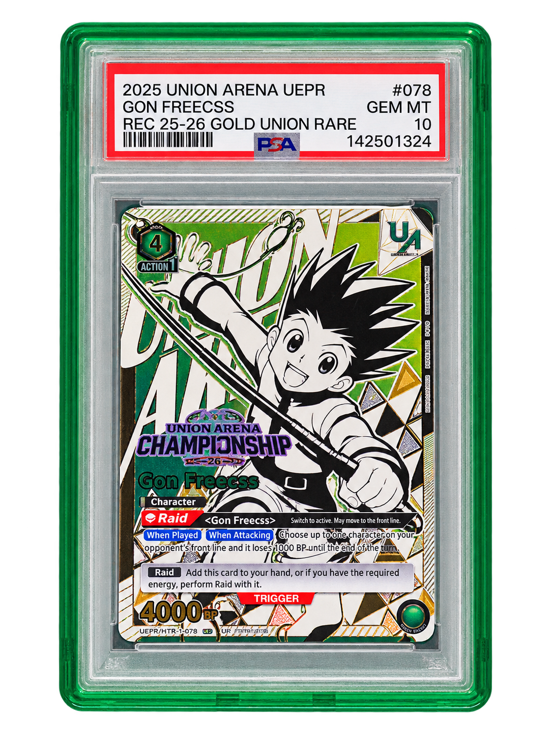 REC 25-26 Gold Union Rare #078 Gon Freecss — PSA 10 Gem Mint